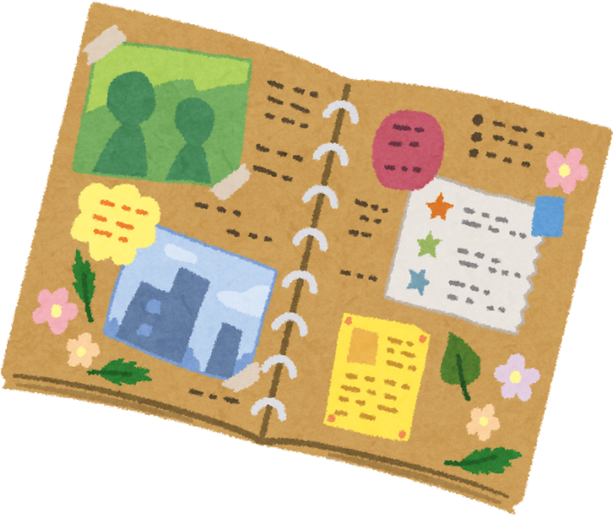 Hand-Drawn Scrapbook Illustration with Memories